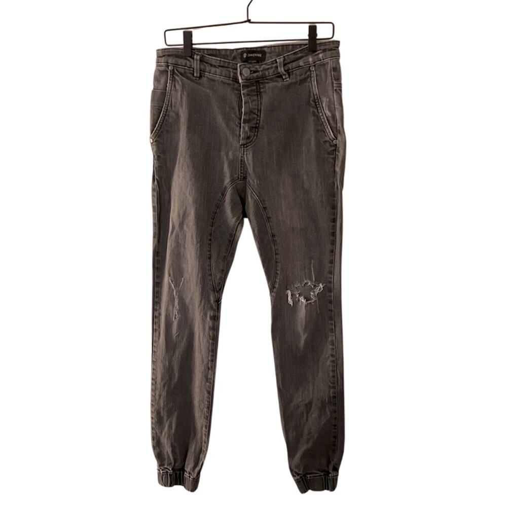 Zanerobe Charcoal Distressed Denim Joggers Sz 30
